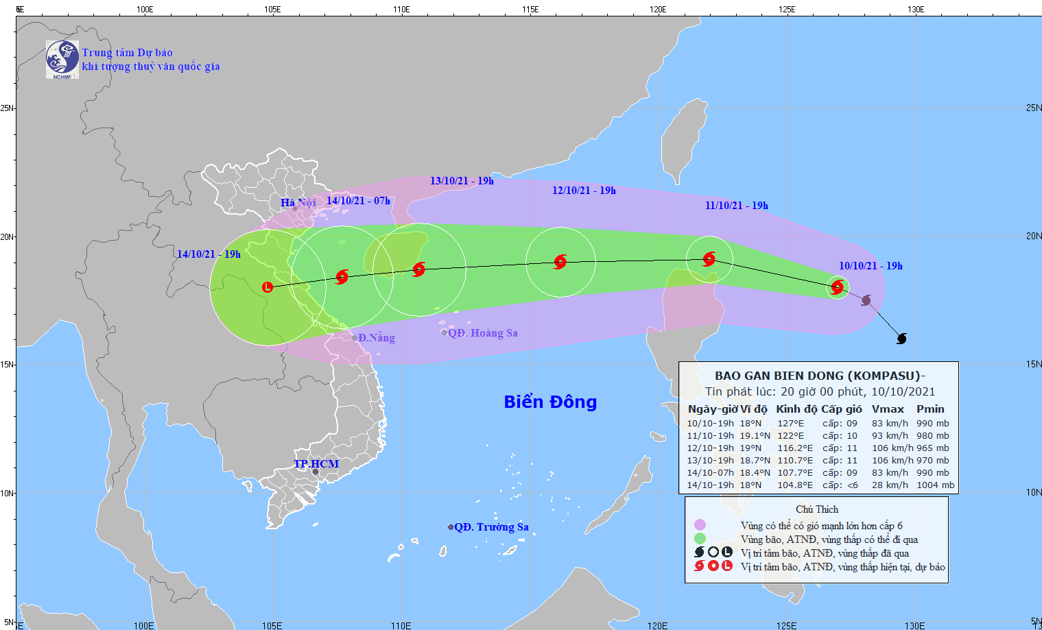 Bão Kompasu tiếp tục mạnh thêm, di chuyển nhanh, giật cấp 11 - Ảnh 1.