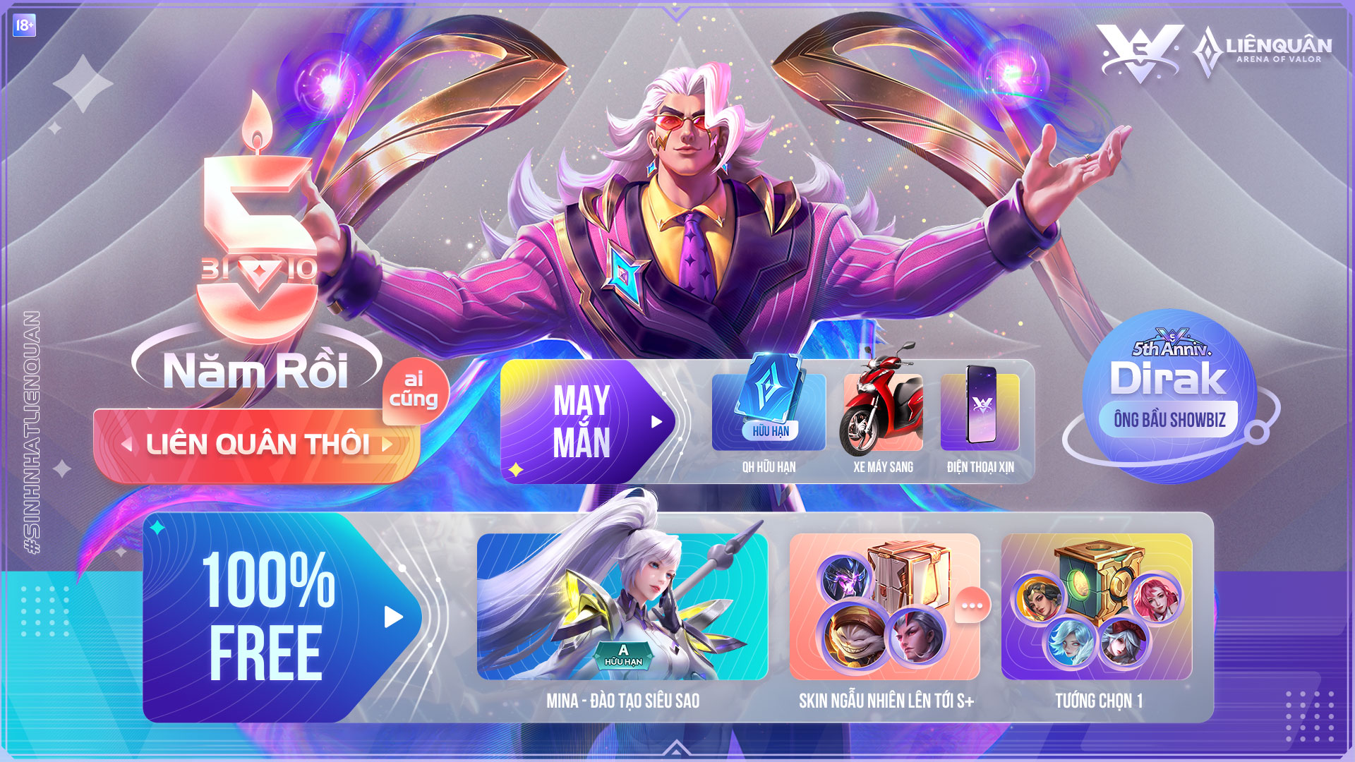 Kh&ocirc;ng chỉ tướng v&agrave; skin, game thủ Li&ecirc;n Qu&acirc;n Mobile c&ograve;n nhận được Qu&acirc;n Huy miễn ph&iacute; trong sự kiện sinh nhật 5 tuổi - Ảnh 1.