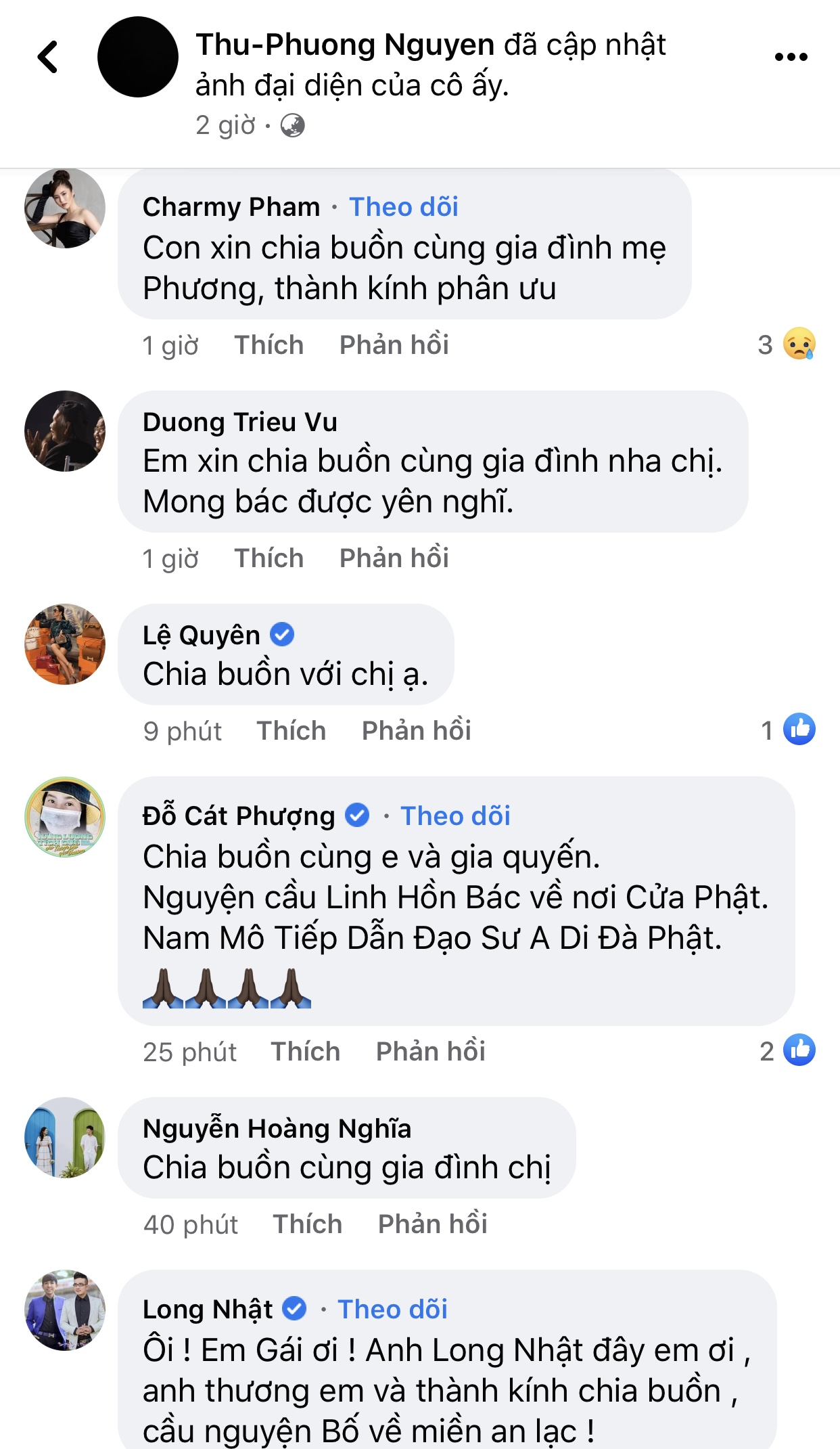 Bố ca sĩ Thu Phương đột ngột qua đời, Lệ Quyên, Lam Trường cùng dàn sao Việt gửi lời chia buồn - Ảnh 4. Bố ca sĩ Thu Phương đột ngột qua đời, Lệ Quyên, Lam Trường cùng dàn sao Việt gửi lời chia buồn - Ảnh 4.
