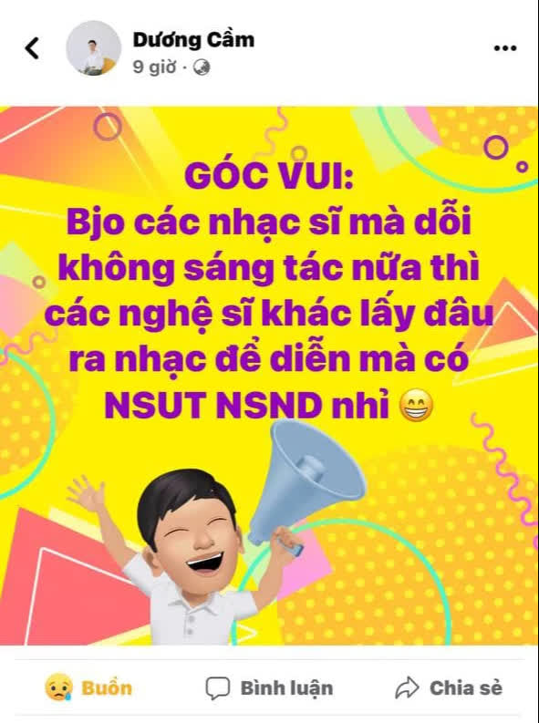 Các nhạc sĩ có tiếng bày tỏ quan điểm về đề xuất bỏ danh hiệu NSND, NSƯT đối với nhạc sĩ: Dỗi không sáng tác nữa? - Ảnh 6.