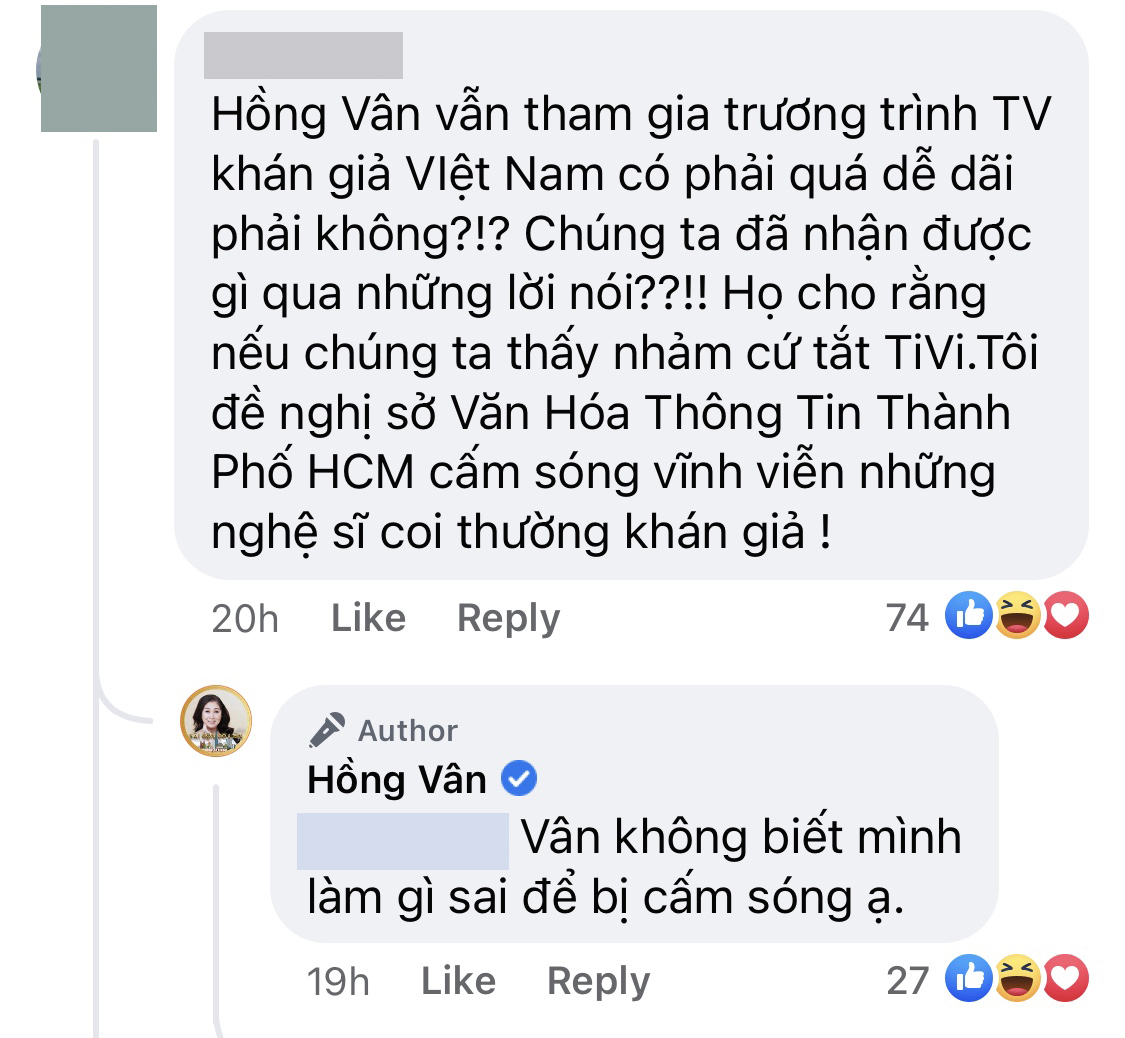 Bị khán giả đề nghị cấm sóng, NS Hồng Vân phản hồi: Vân không biết mình đã làm gì sai - Ảnh 2.