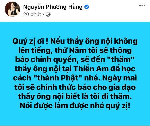 Bà Phương Hằng tuyên bố sẽ đích thân đến Tịnh thất Bồng Lai nếu ông Lê Tùng Vân không lên tiếng - Ảnh 1.