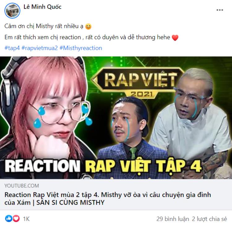 Được MisThy reaction đầy cảm xúc, rapper Blacka chốt hạ: MisThy quá là mlem - Ảnh 1.