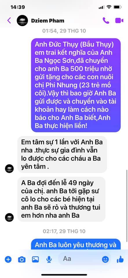 Ngọc Sơn tung tin nhắn với quản lý Phi Nhung, rửa oan chuyện làm màu tặng 500 triệu trong lễ cúng 49 ngày - Ảnh 2.