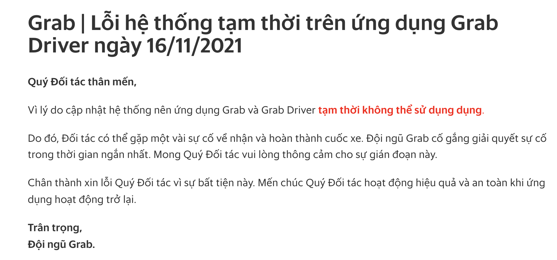 Grab bất ngờ gặp sự cố, h&agrave;ng loạt người d&ugrave;ng kh&ocirc;ng thể sử dụng được dịch vụ - Ảnh 4.