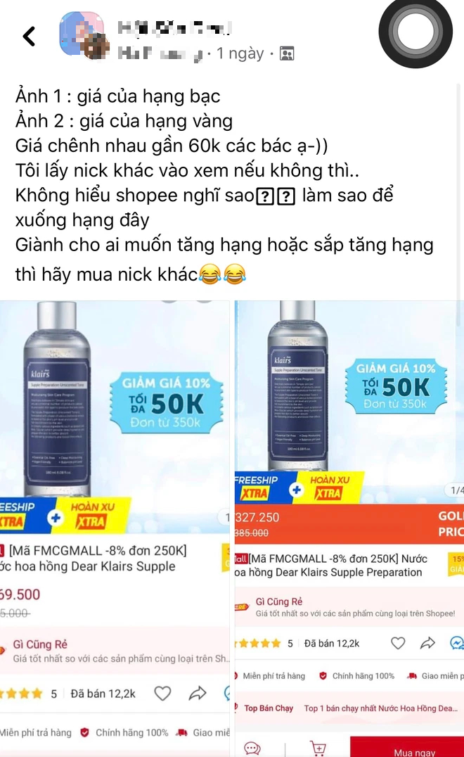 Đốt tiền thăng hạng Shopee, dân tình bị lú khi nhìn phúc lợi người hạng vàng kém hơn hạng bạc: Mua cùng sản phẩm mà chênh hẳn 60K? - Ảnh 4.