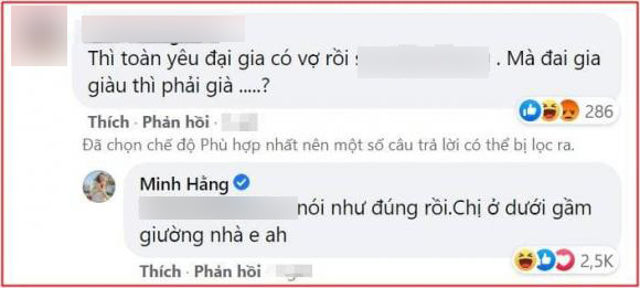 Minh Hằng bị mỉa mai cặp kè đại gia có vợ, chính chủ phản ứng thế nào? - Ảnh 2.