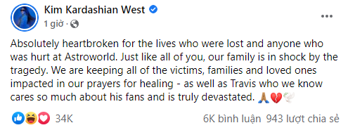 Kim Kardashian công khai bênh vực Travis Scott sau thảm kịch 8 người chết ở buổi diễn, netizen càng giận dữ: Thà không đăng còn hơn! - Ảnh 1.