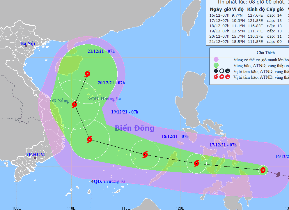 Bão Rai giật cấp 17 đang tiến rất nhanh vào Biển Đông - Ảnh 1.