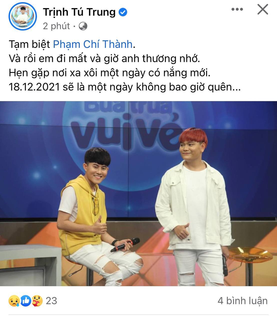 Ca sĩ Phạm Chí Thành qua đời, hưởng dương 25 tuổi - Ảnh 2. Ca sĩ Phạm Chí Thành qua đời, hưởng dương 25 tuổi - Ảnh 2.