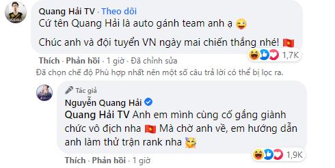 Cầu thủ Quang Hải khen người em cùng tên gánh team V Gaming quá lực, hứa hẹn sẽ cùng dual rank Liên Quân sau khi vô địch - Ảnh 3.