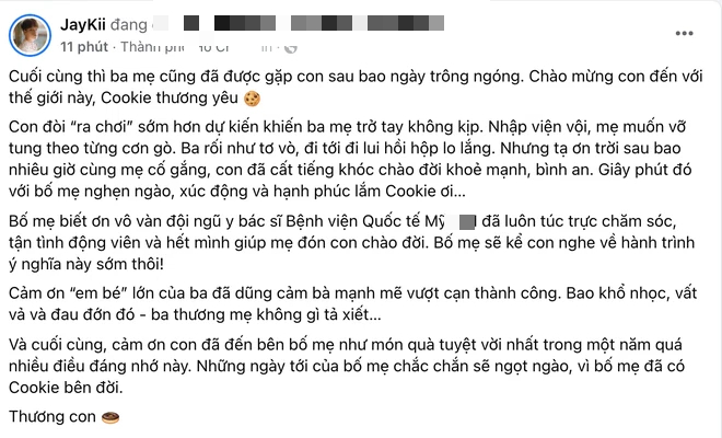 Jaykii và Trương Hoàng Mai Anh chính thức chào đón con đầu lòng, tiết lộ diện mạo và tên gọi của bé - Ảnh 2.