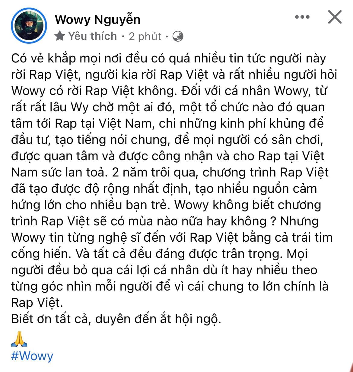 Wowy lên tiếng về khả năng rời Rap Việt tiếp bước Karik & SpaceSpeakers! - Ảnh 3.