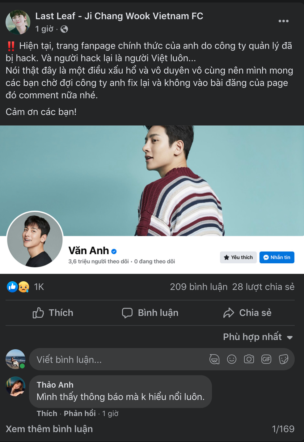 Fanpage gần 4 triệu người theo d&otilde;i của nam thần Ji Chang Wook bị hacker Việt tấn c&ocirc;ng, đổi t&ecirc;n! - Ảnh 4.