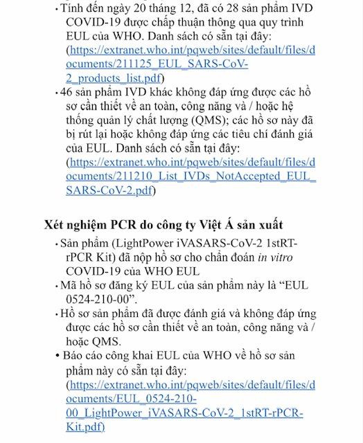 Diễn biến dịch ngày 23/12: WHO nêu lý do không chấp nhận kit xét nghiệm Covid-19 của Công ty Việt Á - Ảnh 1.