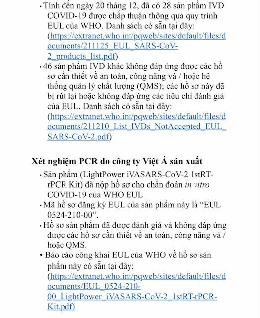 Diễn biến dịch ngày 23/12: WHO nêu lý do không chấp nhận kit xét nghiệm Covid-19 của Công ty Việt Á - Ảnh 1.