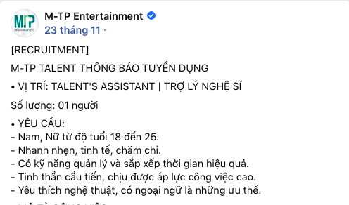 Công ty của Sơn Tùng ổn không vậy, chỉ trong 1 tháng mà liên tiếp đăng tin tuyển dụng? - Ảnh 2.