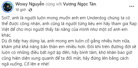 Wowy an ủi Sol7 và ẩn ý đôi khi trên đường đời sẽ luôn có bất ngờ ập đến, Thầy 7 liệu có chính thức dừng cuộc chơi? - Ảnh 1.