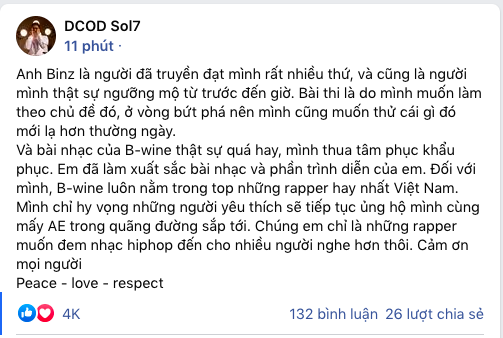 Sol7 chính thức lên tiếng bảo vệ thầy Binz sau khi bị loại: Mình muốn làm chủ đề đó - Ảnh 2.