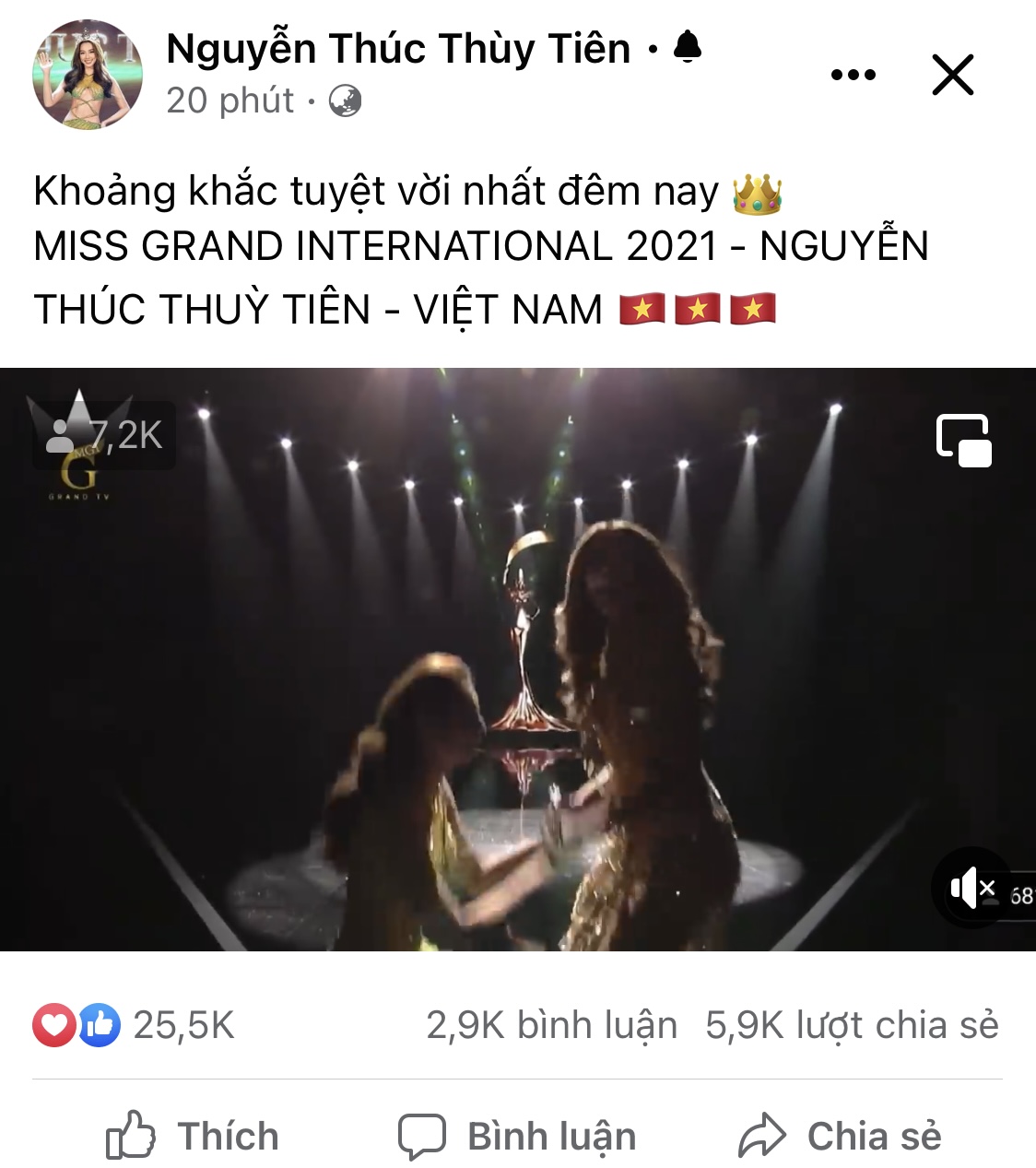 Thuỳ Tiên đã có chia sẻ đầu tiên sau khi đăng quang Miss Grand 2021, nói 1 câu mà rõ hết nỗi lòng! - Ảnh 3.
