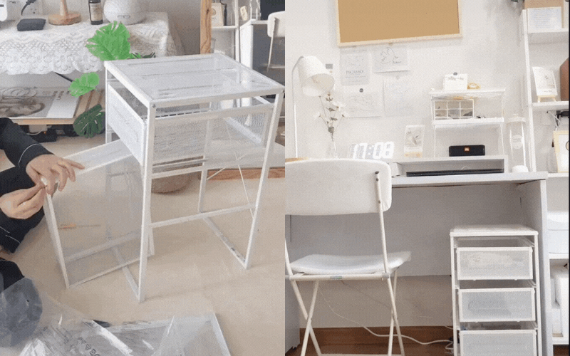 Chiếc kệ 3 tầng đa năng hợp rơ với mọi góc làm việc, có một nhược điểm hơi lăn tăn xíu nhưng vẫn xứng đáng "đồng tiền bát gạo"