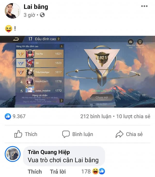 Lai B&acirc;ng đ&oacute;n Tết bằng th&agrave;nh t&iacute;ch top 1 Đấu Đỉnh Cao, chứng tỏ kỹ năng số 1 Việt Nam kh&ocirc;ng thể chối c&atilde;i - Ảnh 1.