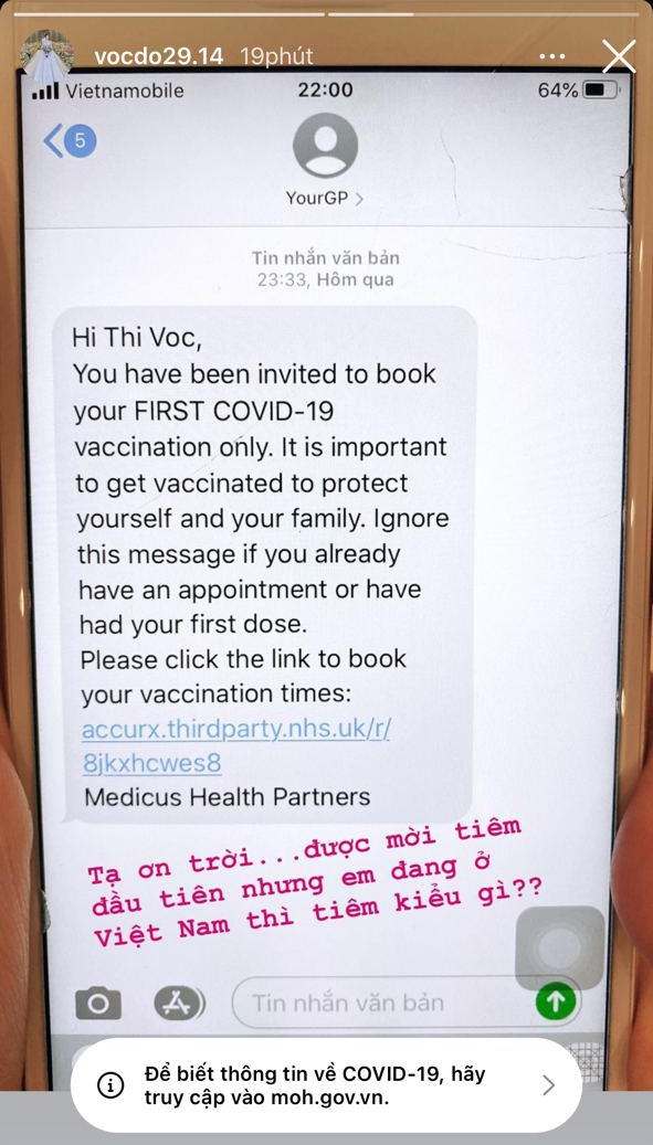 Nàng WAG Việt giàu sụ bất ngờ nhận tin nhắn nằm trong nhóm ưu tiên, được tiêm vaccine Covid-19 lượt đầu tiên ở Anh - Ảnh 2.