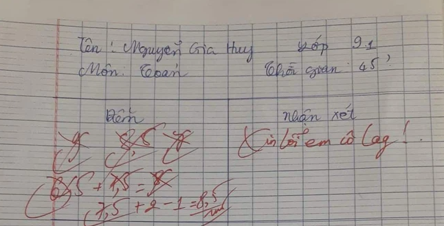 Chấm nhầm điểm 7 lần, cô giáo Toán phê ngay 5 chữ cực đáng yêu khiến học trò đọc xong hết giận - Ảnh 1.