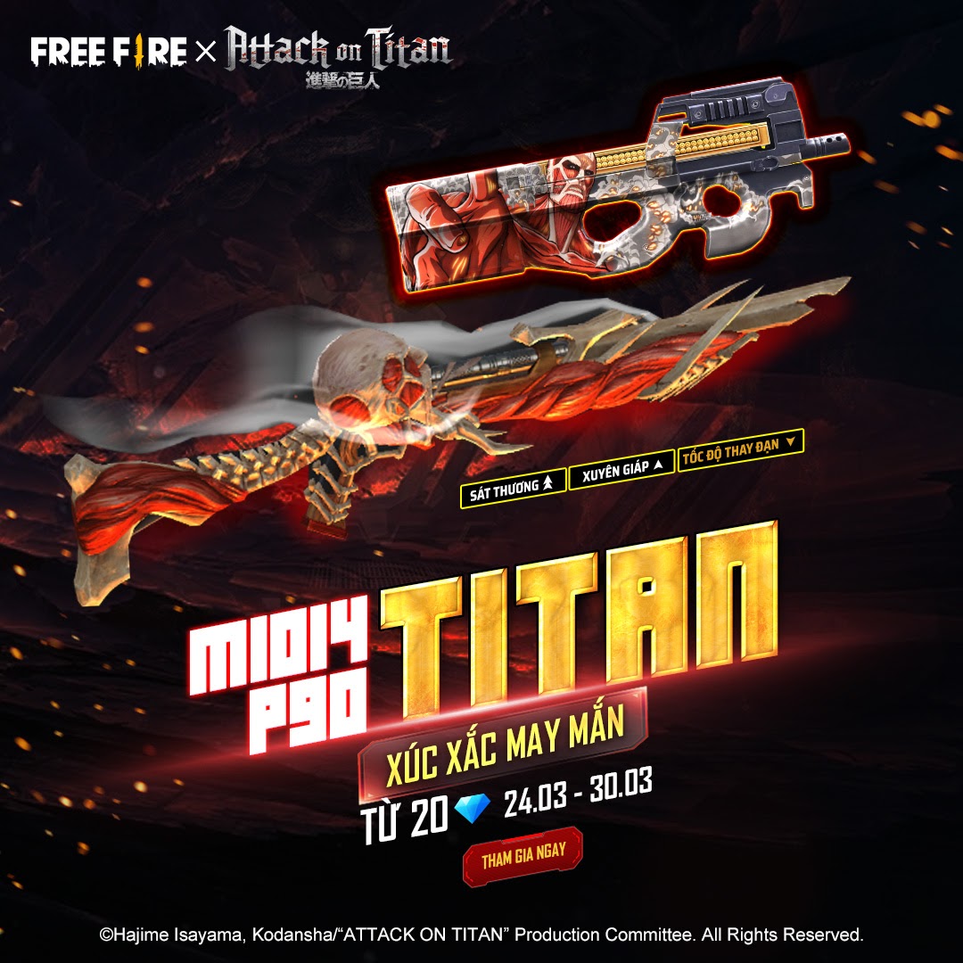 Game thủ Free Fire nhận về h&agrave;ng loạt ưu đ&atilde;i khủng từ sự kiện kết hợp c&ugrave;ng bộ anime nổi tiếng bậc nhất Attack on Titan - Ảnh 5.