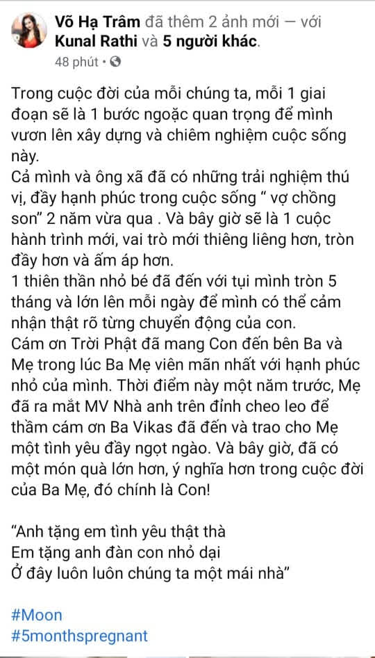 Vo Háº¡ Tram Khoe Bá»¥ng Báº§u Xac Nháº­n Mang Thai Con Ä'áº§u Long Vá»›i Chá»