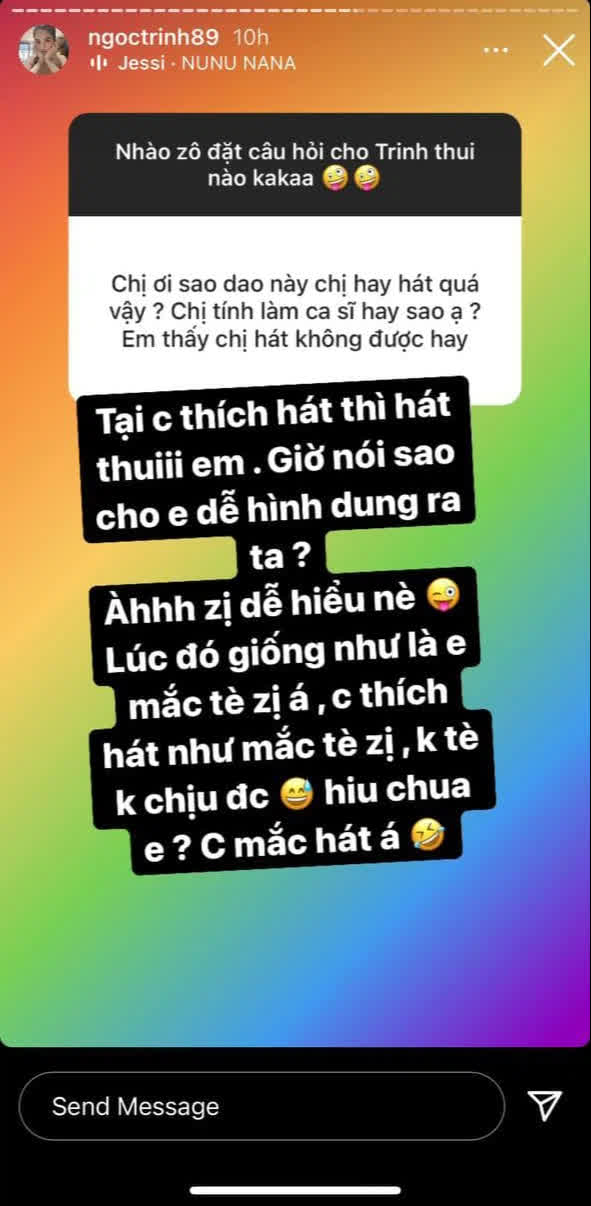 Ngọc Trinh so sánh việc bản thân thích ca hát giống như đi vệ sinh, không đi tiểu là không chịu được? - Ảnh 2.