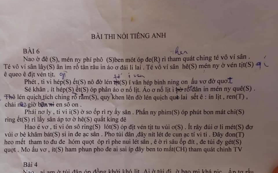 Đi thi nói, sinh viên phiên âm cả đoạn văn tiếng Anh sang tiếng Việt, ai dịch được xin bái phục!