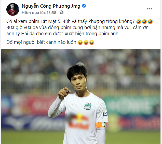 Công Phượng khoe được đóng Lật Mặt: 48H, fan chọc quê anh vào vai cục đá quý hả? - Ảnh 1.