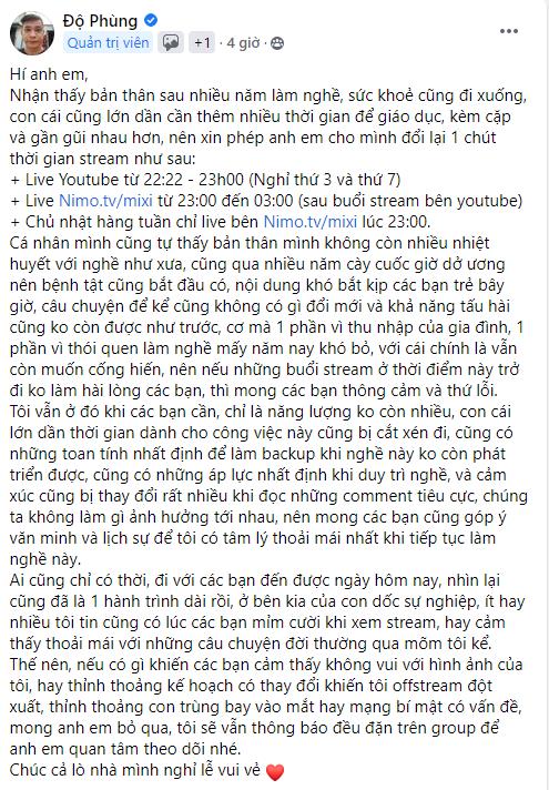 Độ Mixi bất ngờ thừa nhận livestream chỉ vì cơm áo gạo tiền, nhiệt huyết và đam mê đã gần cạn - Ảnh 1.