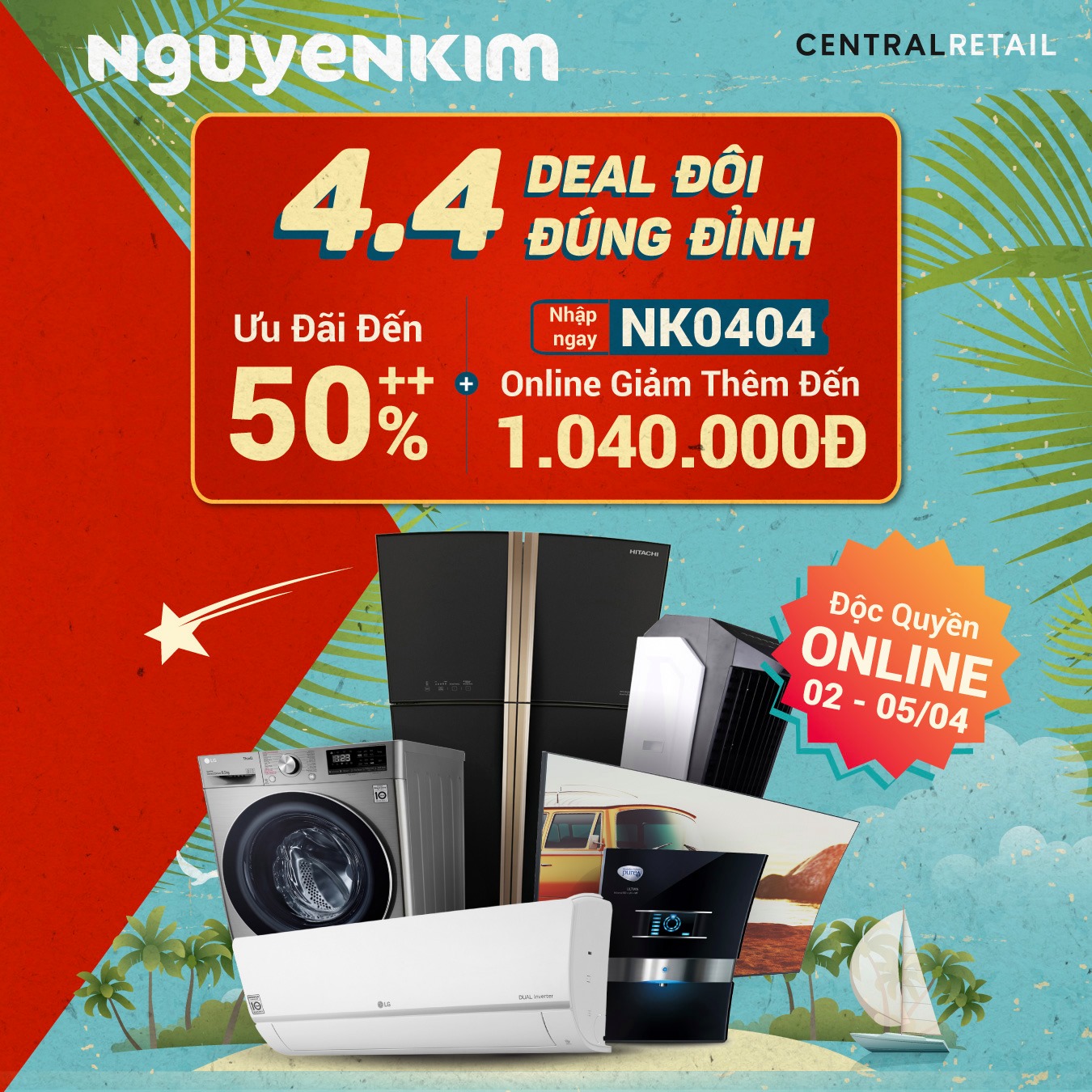 Check nhanh loạt deal 4/4 hời nhất tại các siêu thị điện máy: Máy giặt - sấy siêu rẻ, TV giảm đến 50% - Ảnh 1.