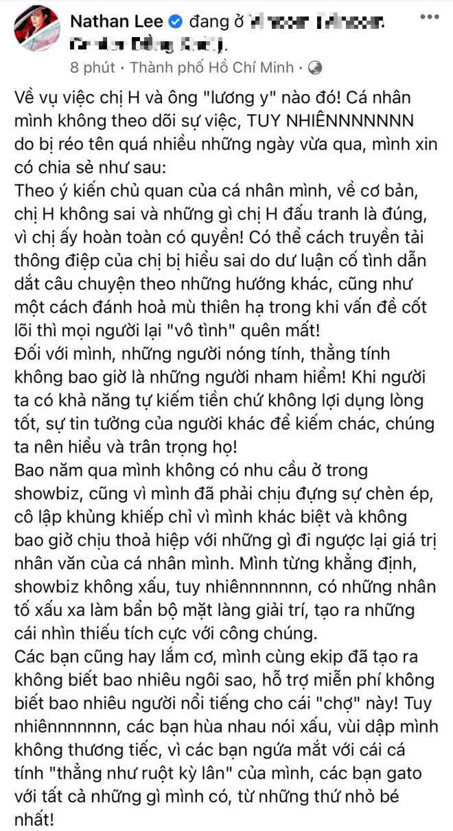 Tranh cãi nảy lửa: Nathan Lee bênh vực đại gia Phương Hằng “Chị đấu tranh là đúng”, bất ngờ thừa nhận bị cô lập giữa showbiz - Ảnh 2.