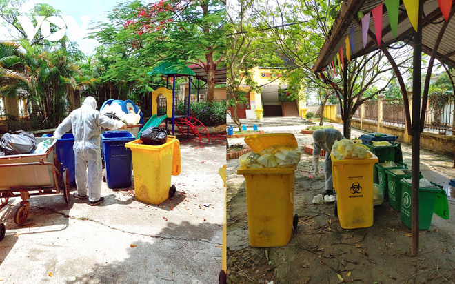 Cận cảnh thu gom r&aacute;c trong c&aacute;c khu c&aacute;ch ly, phong tỏa ở v&ugrave;ng dịch Thuận Th&agrave;nh - Ảnh 6.