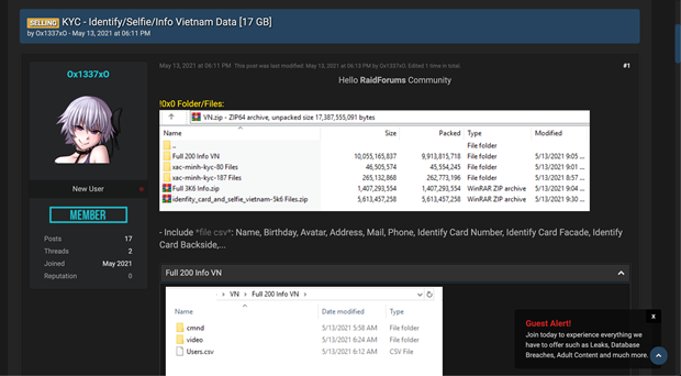 Thông tin của khoảng 10.000 người dùng Việt bị rao bán công khai trong vụ hacker mạng? - Ảnh 1.