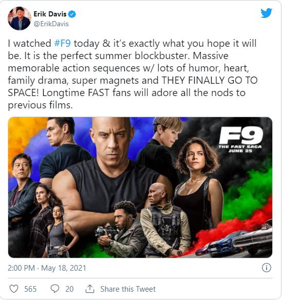 Fast & Furious 9 được khán giả thế giới dành cơn mưa lời khen: Phần phim hoành tráng và ảo nhất thương hiệu là đây! - Ảnh 3.