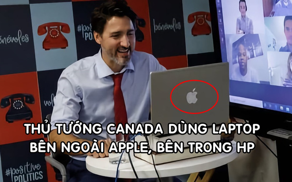 Thủ tướng Canada dùng laptop HP dán logo Apple để họp trực tuyến - Ảnh 1.