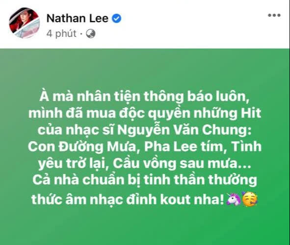 Nathan Lee tuyên bố mua lại hết tất cả hit của Cao Thái Sơn, triệt đối thủ hết đường đi hát hay gì? - Ảnh 1.