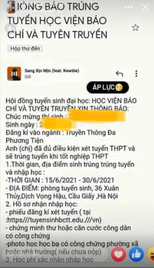 Xuất hiện email giả thông báo trúng tuyển vào Học viện Báo chí và Tuyên truyền - Ảnh 1.