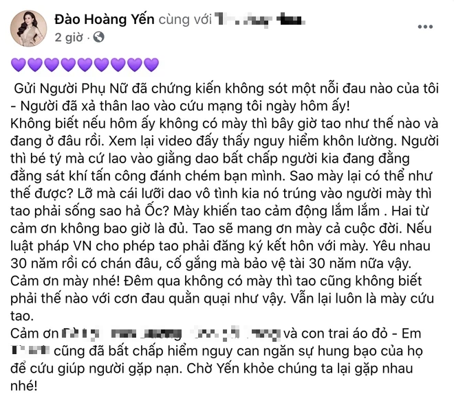 Cô Xuyến Hoàng Yến hé lộ chân dung người xả thân cứu mạng: Đã yêu 30 năm, sẽ kết hôn nếu được cho phép! - Ảnh 2. Cô Xuyến Hoàng Yến hé lộ chân dung người xả thân cứu mạng: Đã yêu 30 năm, sẽ kết hôn nếu được cho phép! - Ảnh 2.