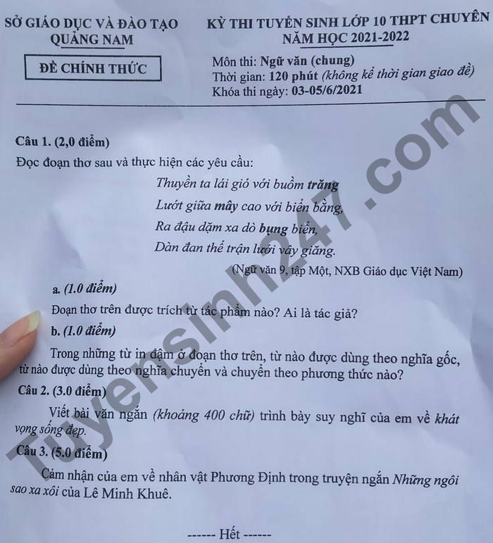 Đáp án đề thi môn Ngữ Văn vào lớp 10 của các tỉnh thành năm 2021 - Ảnh 19. Đáp án đề thi môn Ngữ Văn vào lớp 10 của các tỉnh thành năm 2021 - Ảnh 19.