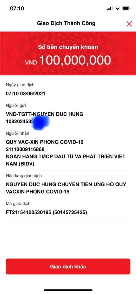 Ông bố góp 100 triệu học bổng của con vào Quỹ Vaccine: Đây là cách thể hiện sự cảm kích đối với cán bộ, nhân viên y tế! - Ảnh 1.