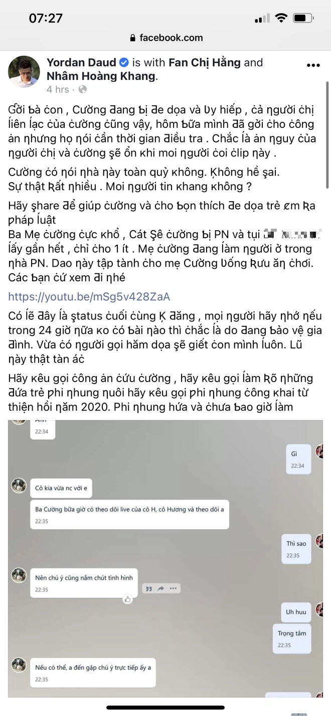 Cậu &quot;IT&quot; Nhâm Hoàng Khang kêu cứu Hồ Văn Cường và tố Phi Nhung