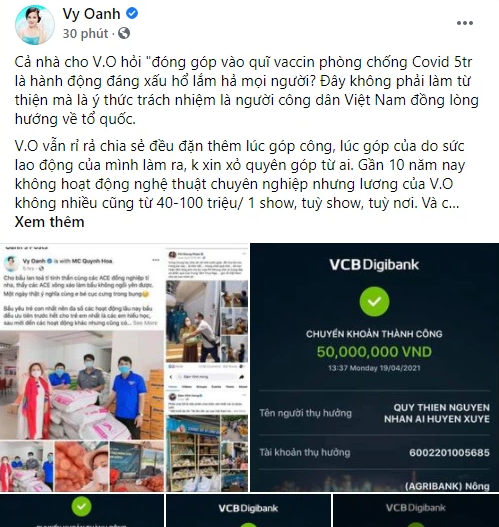 Vy Oanh đáp trả cực gắt khi bị netizen cà khịa quyên góp keo kiệt cho quỹ Vaccine, hé lộ cát-xê khủng và sao kê từ thiện - Ảnh 3.