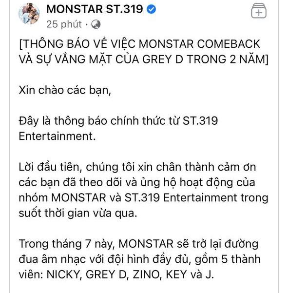 GREY D bất ngờ tái xuất cùng Monstar, đại diện ST.319 tiết lộ lý do anh chàng mất tích 2 năm qua - Ảnh 1.