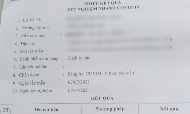 Công an vào cuộc vụ nữ công nhân không được xét nghiệm nhưng có phiếu kết quả âm tính với Covid-19 - Ảnh 2.