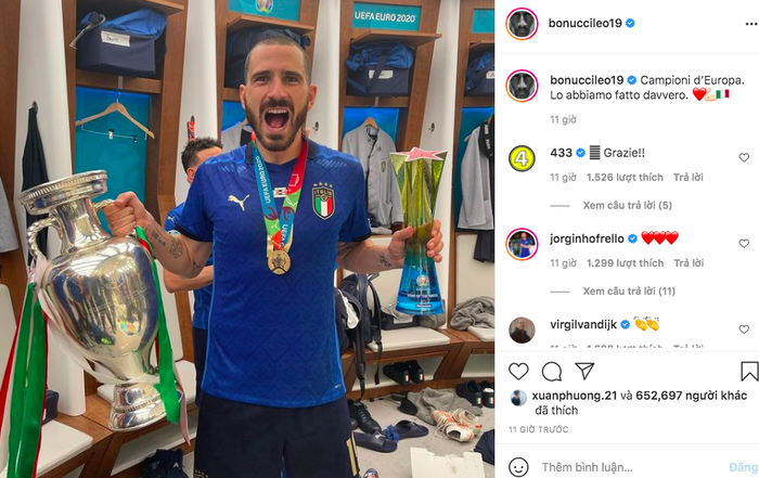 Bộ đ&ocirc;i hậu vệ trụ cột tuyển &Yacute; c&ocirc;ng khai Tuesday ngay sau Chung kết Euro - Ảnh 3.